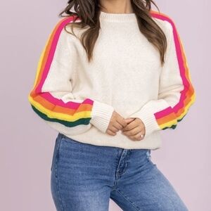 Colorful Stripe Women's Sweater Size S